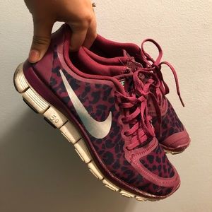 Women’s Navy and Purple Cheetah Nike’s, Size 8